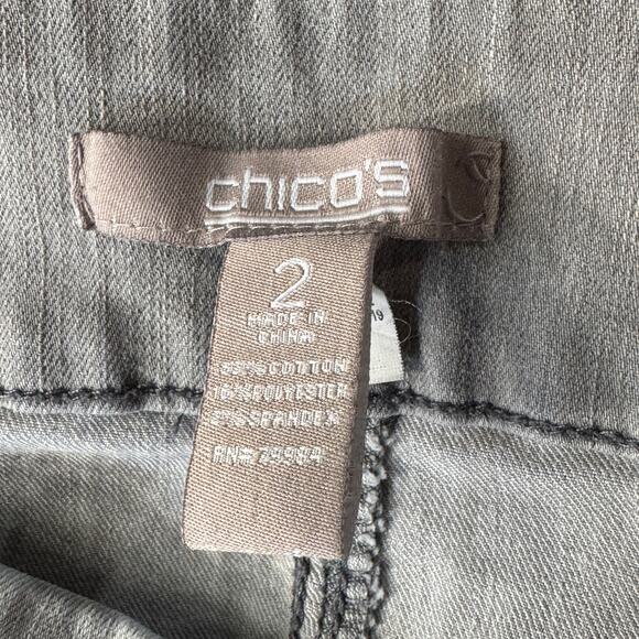 Chico’s SZ 2 (Large/12) Jeggings Jeans Pull-On Stretch Mid-Rise Rear Pocket Gray - Picture 6 of 7
